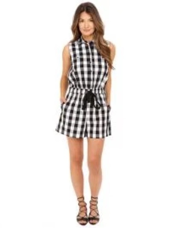 kate spade Pants - Brooke Street x kate spade Black and White Gingham Romper Size small